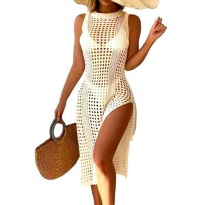 Ladies Knit High Split Nude swim cover up sz xxl